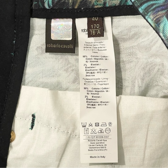 Roberto Cavalli Printed Jeans Green/Brown Size 40IT or 4US - Picture 8 of 9